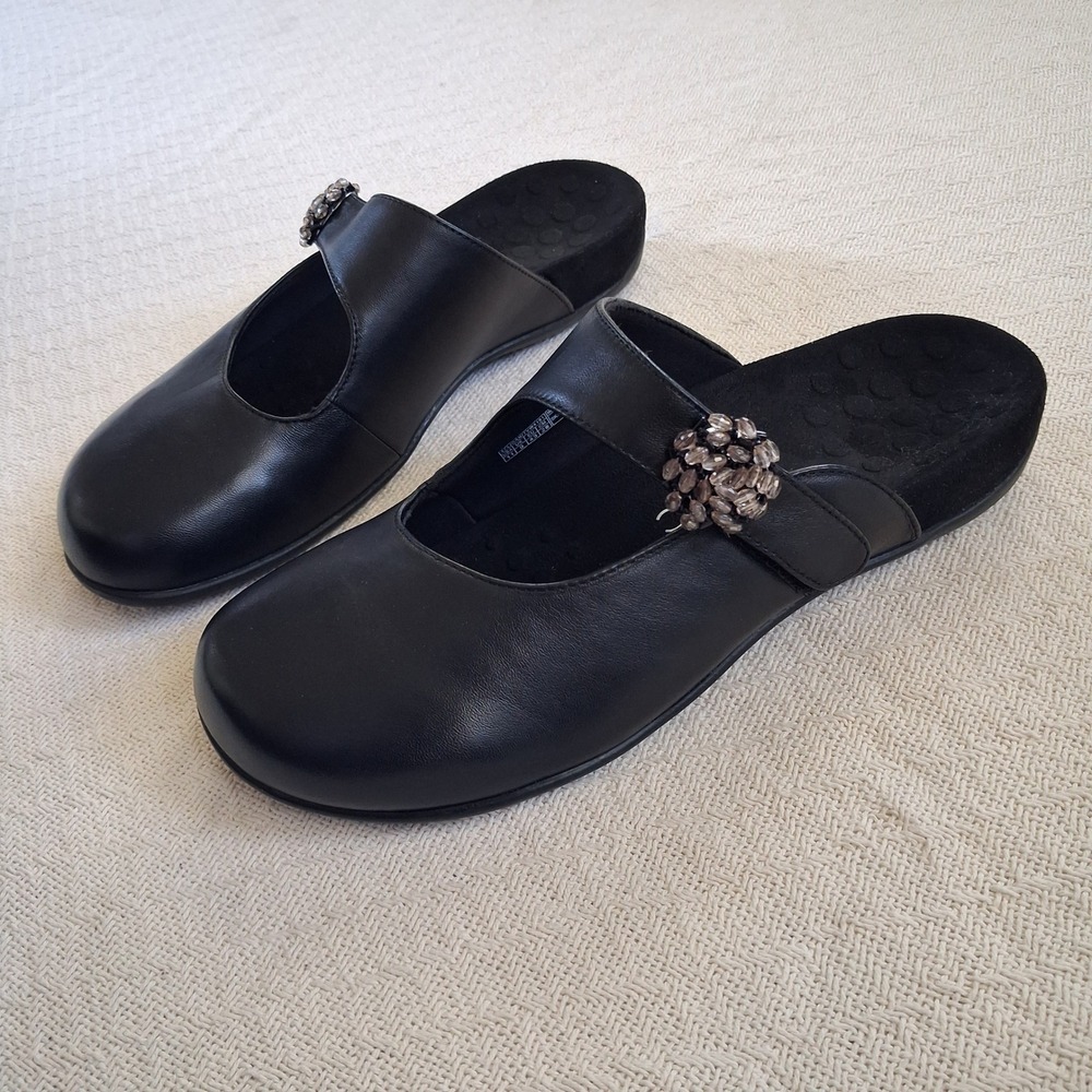 vionic joan mary janes leather mule shoes black 11 orthaheel technology